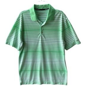 NIKEGOLF TOUR PERFORMANCE  SHORT SLEEVE LIME STRIPED POLO SHIRT SIZE MEDIUM